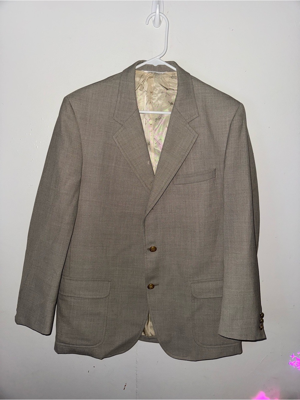 Vintage Macartney’s Royal Luxury Taupe Three Button Suit Jacket Size 44R